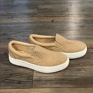 Soda Tan Perforated Slip-On Sneakers